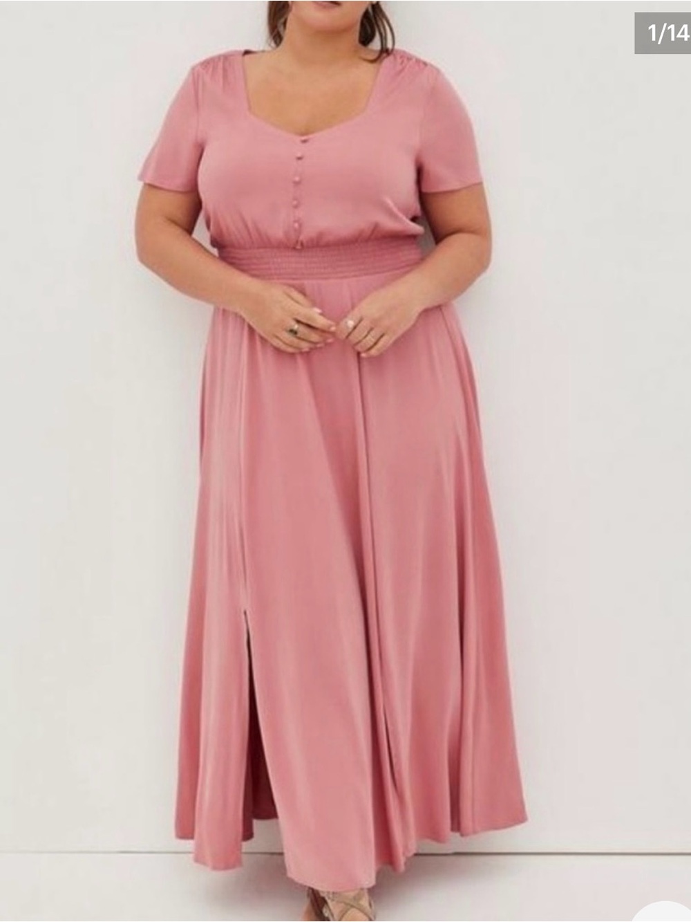 Dusty Rose Maxi Dress with Button Front